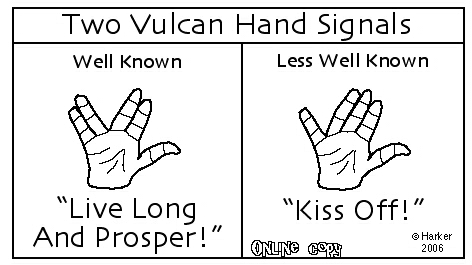Star Trek Mr. Spock Vulcan Hand signals